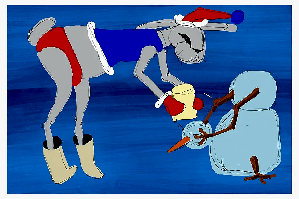 Заяц и снеговик