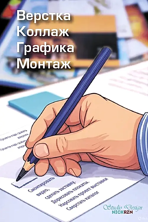 Карандаш в руке, рисунок